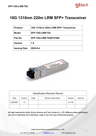 10G 1310nm 220m LRM SFP  Transceiver