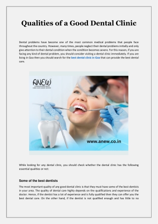 Qualities of a Good Dental Clinic