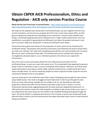 CBPER AICB Professionalism, Ethics and Regulation - AICB only version