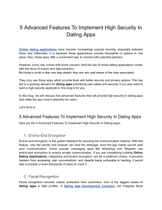 5 Advanced Features To Implement High Security In Dating Apps