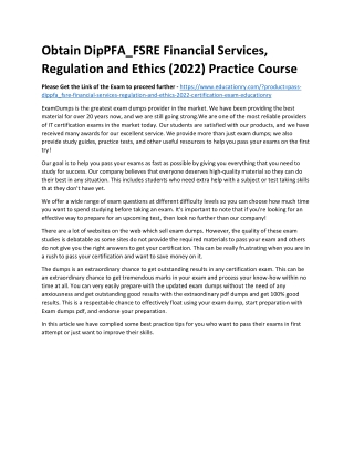 DipPFA_FSRE Financial Services, Regulation and Ethics (2022)