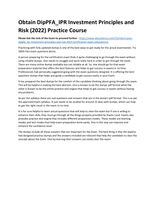 DipPFA_IPR Investment Principles and Risk (2022)