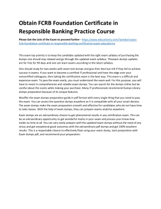 FCRB Foundation Certificate in Responsible Banking