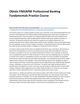 FINSIAPBF Professional Banking Fundamentals