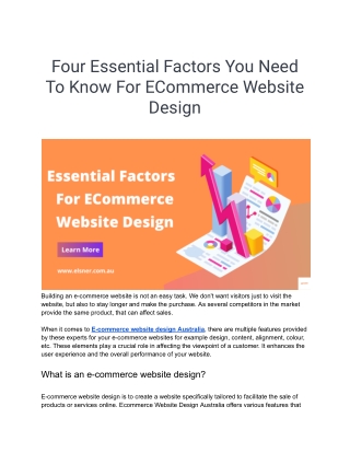 Four Essential Factors You Need To Know For ECommerce Website Design