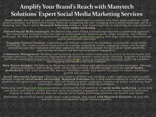 Amplify Your Brand's Reach with Manytech Solutions' Expert Social Media Marketing Services