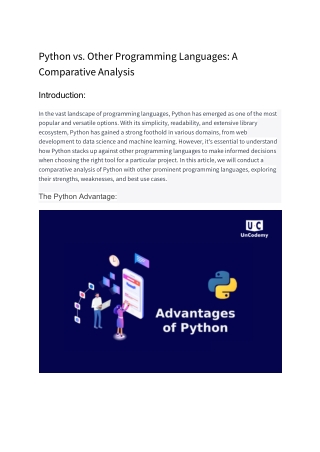 Python vs. Other Programming Languages: A Comparative Analysis