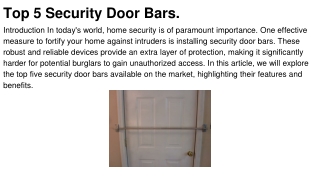 Top 5 Security Door Bars.