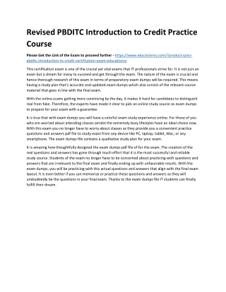 PBDITC Introduction to Credit