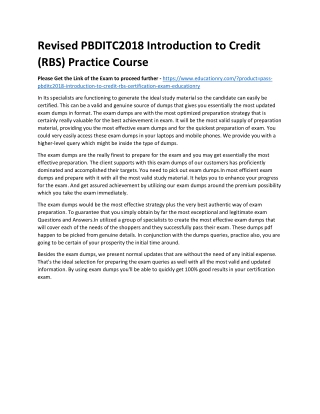 PBDITC2018 Introduction to Credit (RBS)