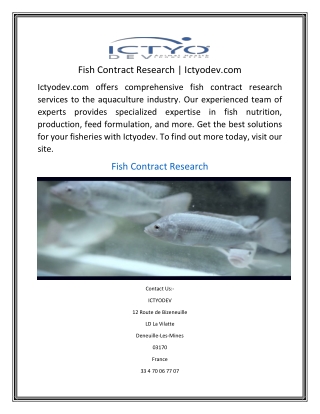 Fish Contract Research  Ictyodev