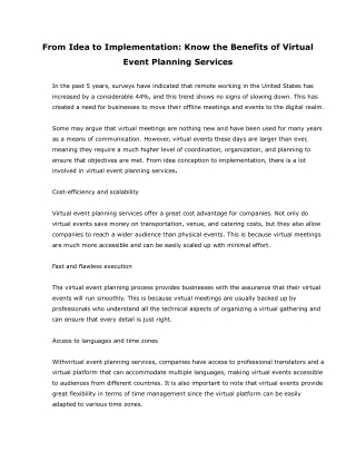 From Idea to Implementation- Know the Benefits of Virtual Event Planning Services