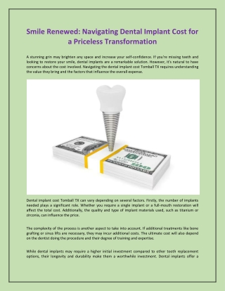 Smile Renewed: Navigating Dental Implant Cost for a Priceless Transformation