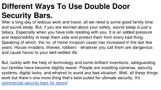 Different Ways To Use Double Door Security Bars.