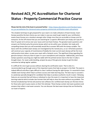 ACS_PC Accreditation for Chartered Status - Property Commercial