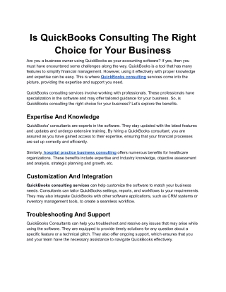 Is QuickBooks Consulting The Right Choice for Your Business