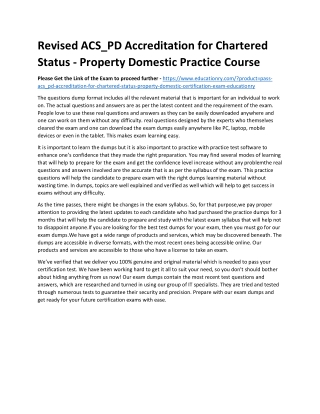 ACS_PD Accreditation for Chartered Status - Property Domestic