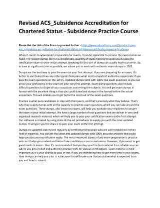 ACS_Subsidence Accreditation for Chartered Status - Subsidence