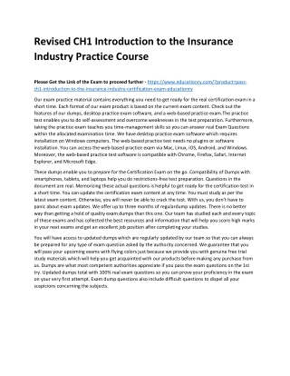 CH1 Introduction to the Insurance Industry