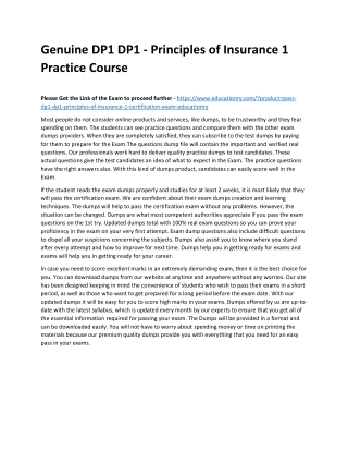 DP1 DP1 - Principles of Insurance 1