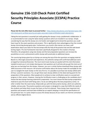 156-110 Check Point Certified Security Principles Associate (CCSPA)