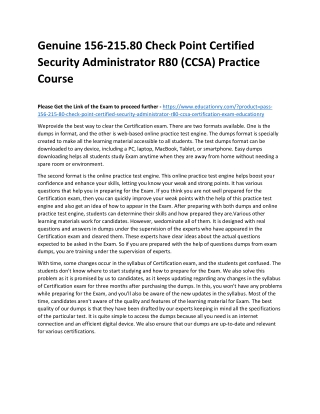 156-215.80 Check Point Certified Security Administrator R80 (CCSA)