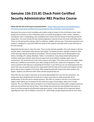 156-215.81 Check Point Certified Security Administrator R81