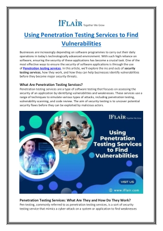 Using Penetration Testing Services to Find Vulnerabilities