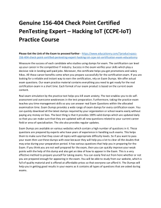 156-404 Check Point Certified PenTesting Expert – Hacking IoT (CCPE-IoT)