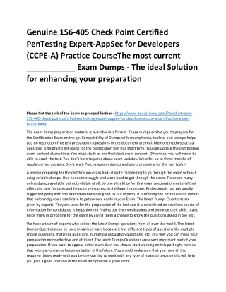 156-405 Check Point Certified PenTesting Expert-AppSec for Developers (CCPE-A)