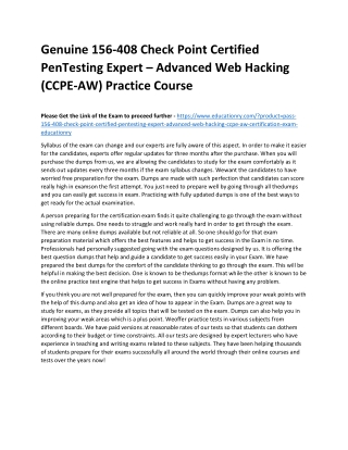 156-408 Check Point Certified PenTesting Expert – Advanced Web Hacking (CCPE-AW)