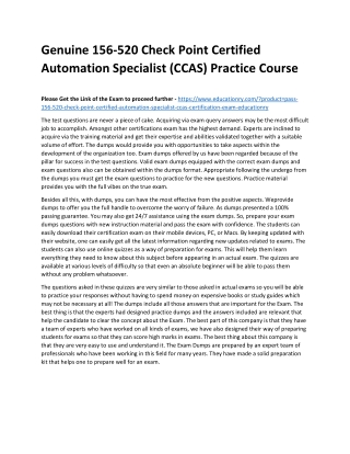 156-520 Check Point Certified Automation Specialist (CCAS)