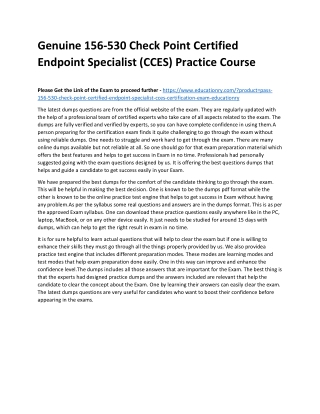 156-530 Check Point Certified Endpoint Specialist (CCES)