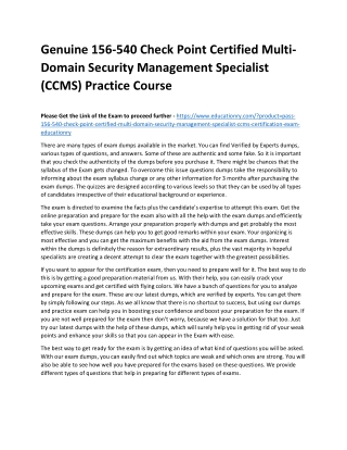 156-540 Check Point Certified Multi-Domain Security Management Specialist (CCMS)