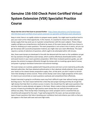 156-550 Check Point Certified Virtual System Extension (VSX) Specialist