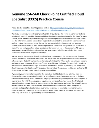 156-560 Check Point Certified Cloud Specialist (CCCS)