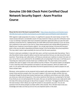 156-566 Check Point Certified Cloud Network Security Expert - Azure