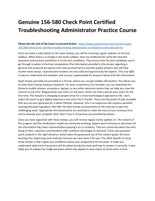 156-580 Check Point Certified Troubleshooting Administrator