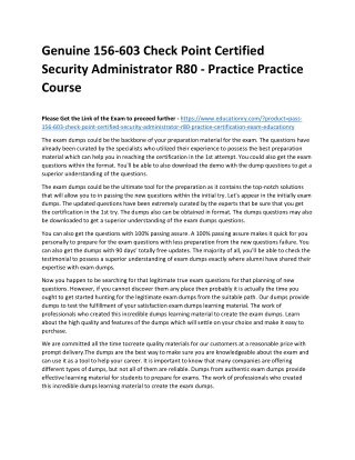 156-603 Check Point Certified Security Administrator R80 - Practice