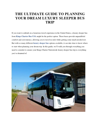 THE ULTIMATE GUIDE TO PLANNING YOUR DREAM LUXURY SLEEPER BUS TRIP