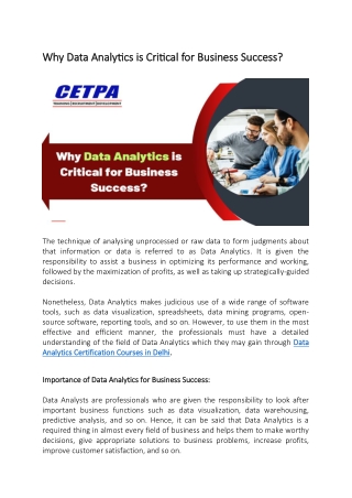 Why Data Analytics is Critical for Business Success