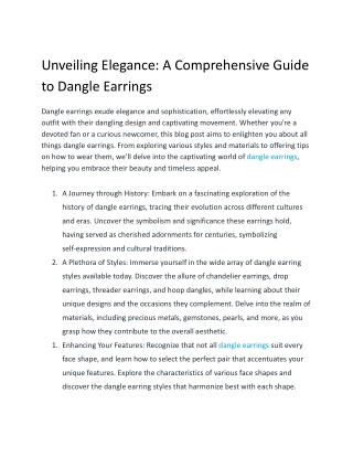 Unveiling Elegance_ A Comprehensive Guide to Dangle Earrings