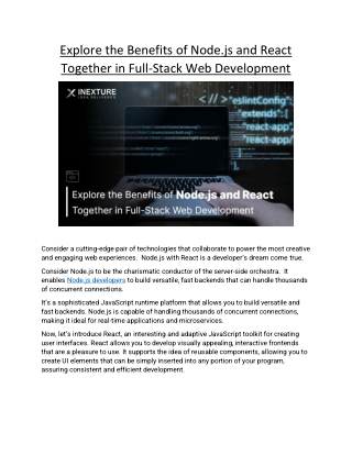 Explore the Benefits of Node.js and React Together in Full-Stack Web Development