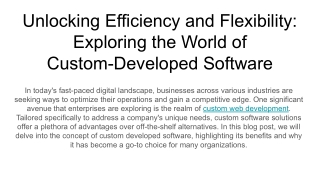 Unlocking Efficiency and Flexibility_ Exploring the World of Custom-Developed Software