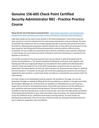 156-605 Check Point Certified Security Administrator R81 - Practice