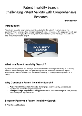 Patent Invalidity Search:Challenging Patent Validity with Comprehensive Research