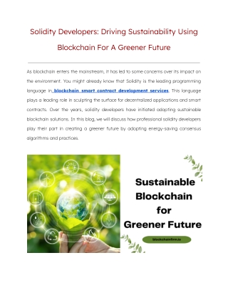 Solidity Developers_ Driving Sustainability Using Blockchain For A Greener Future