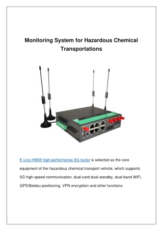 Monitoring System for Hazardous Chemical Transportations | E-Lins Technology