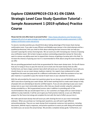 CGMAXPRO19-CS3-X1-EN CGMA Strategic Level Case Study Question Tutorial - Sample