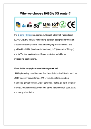 Why we choose H685fq 5G router? | E-Lins Technology